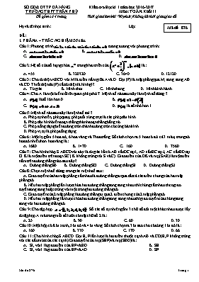 Kiểm tra học kì 1 môn Toán khối 11 Trường THPT Trần Phú